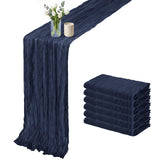 6 Pack Navy Blue Cheesecloth Table Runner 17x108 Inch 9FT Semi Sheer Boho Gauze Table Runners for Wedding Baby Shower Birthday Party Home Bridal Shower Event Decor