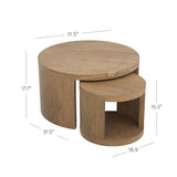 Nathan James Uchu Mid Century Modern 2-Piece Nesting Coffee Table, Round Wood Coffee Table with Storage, Light Brown