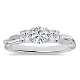 ALLORYA 1/4 Carat Round Lab Grown White Diamond Twisted Three Stone Engagement Ring for Women in 925 Sterling Silver Size 9