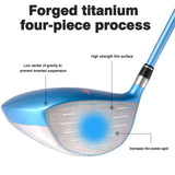 PGM Women's Golf Club Set with 11pcs Clubs-4 Titanium Woods(#1,3,5,4H), 6 Irons(#6,7,8,9,PW,SW), and 1 Putter