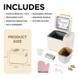 Bread Maker, [2.2LB Max & 15-in-1] Compact Size Bread Maker Machine Metal Material & Auto Nut Dispenser Bread Machine Neretva