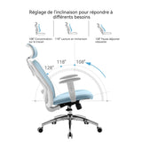 SIHOO M18 Ergonomic Office Chair, Computer Desk Chair with Adjustable Headrest and Lumbar Support, High Back Executive Swivel Chair for Home Office (Light Blue)