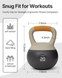 YOTTOY Soft Kettlebell with Leather Handle – Anti-Slip Sweat-Absorbing Grip, Home Gym Kettlebell Weights for Strength Training (White, 15 LB)