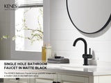 KENES Matte Black Bathroom Sink Faucet, Bathroom Faucets Single Handle Modern Prep Wet Bar Sink Faucets with Drain Assembly & Deck Plate, Farmhouse RV Camper Outdoor Utility Faucet, KE-9005B-2