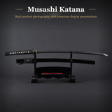 Damascus Musashi Katana, 1045 Carbon Steel Hand Forged Full Tang Sword