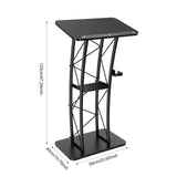 Metal Black Pulpit with Bookstop, 47 Inch Tall Curved Lectern Stand for Church, Black Pulpitos para Iglesias for Schools