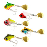 Gorvellin 5PCS Spinner Baits Fishing Lures Kit, Metal VIB Vibration Baits with Treble Hooks, Bass Trout Fishing Lure Kit with Rotating Blade, Hard Bait for Freshwater Saltwater Fishing