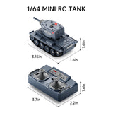 BRRRRT1/64 Remote Control Military Vehicles with Infrared Shoot,Mini RC Tank with 330° Rotating Turret and Sound & Lighting, RC Tank That Shoots Toy for Kids 8+ Gray
