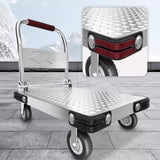 Truck Cart Industrial Steel Plate Trolley Cargo Flatbed Trolley Transporter Household Trailer Foldable Portable Express Trolley Push Cart Dolly