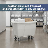 8 Cubic Foot 500 lb. Trash Cube Truck, White Commercial Laundry Cart