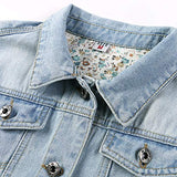 Hixiaohe Spring Summer Jean Jacket for Women Trendy Half Sleeve Button Down Short Denim Jacket Retro Cropped Trucker Coat