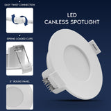LUXRITE 3 Inch LED Recessed Light, ECO Backlit Mini Panel Spotlight, 5CCT 2700K-5000K, 660 Lumens, High Output, 8 Watts, Dimmable, IC Rated, Wet Rated, ETL Listed, Energy Star, Round (48 Pack)