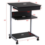 Mobile Computer Desks with Keyboard Tray, Printer Shelf and Monitor Stand Small Space Home Office Furniture