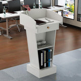Portable Minimalist Wood Lectern - Adjustable Podium for Teachers & Conferences Open Storage Design Perfect for Presentations & Events