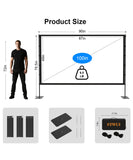 STWUI Projector Screen with Stand - 100 Inch Outdoor Projector Screen Portable Projector Screens 16:9 4K HD Outdoor Movie Screen with Carry Bag Can Enjoy Home Theater Projection Screen