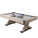 VEVOR 7ft Billiards Table Combo Set, 3-in-1 Multi Game Table with Dining, Pool, and Tennis Table, for Family Game Room Adults, Includes Full Set of Accessories, Wood Color with Grey Cloth
