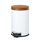 Round Trash Can with Plastic Inner Bucket; Bathroom, Office, Kitchen and Bedroom Step On and Slow Close