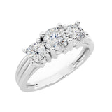 Dazzlingrock Collection 1.00 Ctw Round Lab Grown White Diamond Three Stone Engagement Ring for Women in 925 Sterling Silver, Size 8