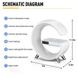 Smart LED Table Lamp,4-in-1 Wireless Charger with Speaker,Night Light, Alarm Clock, and Bluetooth Speaker with App Control, Ideal Gifts for Home, Office, Christmas(White)