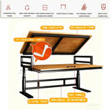 Music Studio Desk Workstation with Keyboard Tray, Office Computer Table with Organized Wiring/Keyboard Shelf Workbench Electronic Piano Midi Production (Natural+whiteshelf, 47IN)