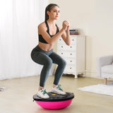 VEVOR 26-inch Half Exercise Ball Trainer, 1500 lbs Capacity Balance Ball, Includes Resistance Bands and Pump, Ideal for Full Body Workouts, Yoga, and Strength Training at Home Gym, Pink