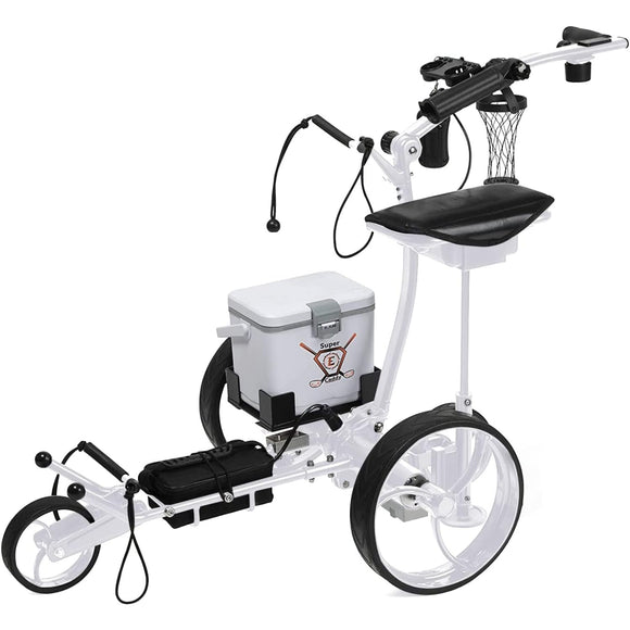 Super E Caddy The Pro Wireless Remote Control Electric Golf Cart, Built-in 6 Pack Cooler, Seat, USB (White) Super E Caddy