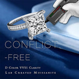 Oseew 10k gold Radiant Cut Engagement Rings 2ct Moissanite Engagement Rings for Women With Engraving Text(White gold)