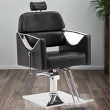 BarberPub Classic Recliner Leathern Barber Chair Heavy Duty Hair Spa Salon Styling Beauty Equipment 3126 (Black)