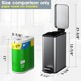 Trash Can with Lid Soft Close, 1.6 Gallon Stainless Steel Garbage Can with Removable Inner Bucket