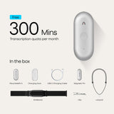 Plaud NotePin S Wearable AI Voice Recorder, Transcribe & Summarize, Silver