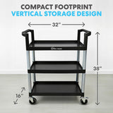 Simpli-Magic Rolling Utility Cart on Wheels, Heavy Duty Multi-Purpose Service Cart, Silver & Black, Garage, Warehouse & Commercial Use