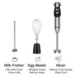 MegaWise Blender Handheld 12-Speed Stainless Steel Electric Hand Blender, 3 in 1 Immersion Handheld Blender，with Sturdy Titanium Plated Stainless Steel Blades(black)