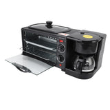 3-in-1 Breakfast Station with Coffee Maker, 4-Slice Toaster Oven, Non-Stick Griddle, 110V