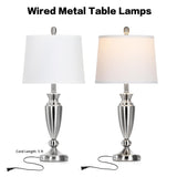 Rinweey Metal Table Lamps Set of 2, 3 Way Touch Control Silver Bedside Lamps with USB A+C Ports, Modern Brushed Nickel Nightstand Lamps for Bedroom Living Room