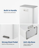 Garvee Space-Saving Office Trash Can, 4.8 Gallon Trash Can with Soft-Close Lid, Foot Pedal & Removable Inner Bucket, White