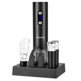 Electric Opener Set With Base, Accessories Including Rechargeable Corkscrew, Aerator, Stoppers and Foil Cutter - Perfect Gifts for Wine Lovers