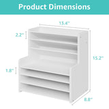 7 Tier White Desk Organizer for Office Organization, Wood Paper Organizer for Desk, Vertical Desktop File Folder Holder & Letter Tray, Aesthetic School Storage Orgnizer Shlef