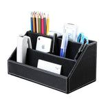 KINGFOM 5PCS Desk Organizer and Accessories Set, Pu Leather Office Supplies with Multifunction Desktop Organizer Storage Box, Tissue Holder, Mouse Pad, Note Paper Holder, Pencil Holder for Desk Black
