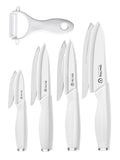 Pure Strengthening Ceramic Knife Set for Kitchen with Sheath 9Pcs: 100% Zirconia Ceramic Sharp Blade Fruit Cutting Knives