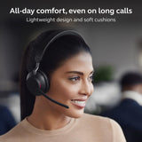 Jabra Evolve2 65 Bluetooth Wireless Headset with Mic for Calls and Music, Dual-Ear Headphones with USB-C Adapter and Charging Stand, Up to 37 Hours Battery, Works with Microsoft Teams, Black