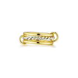 JINEAR 14K Gold Plated Croissant Ring Inlaid Cubic Zirconia Chunky Signet Stacking Thick Rings Braided Twisted Dome Statement Wedding Bands for Women