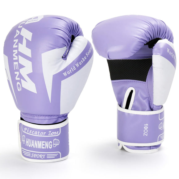 PiscatorZone Boxing Training Gloves Punching Bag Gloves for Women & Adult, Professional Shockproof Gloves for Training Playing Muay Thai, Sparring, Fighting Kickboxing (Purple, 10OZ) PiscatorZone