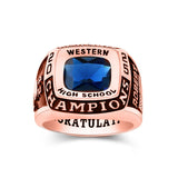 Oseew 2027 Personalized Men's Square Class Graduation Ring (Rose Gold)