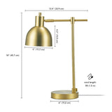 Globe Electric 61000058 18" Desk Lamp, Matte Brass Finish, Metal Shade, Adjustable Pivot Joint, Rotary Switch, Modern Lighting for Bedroom or Office, Timeless, Lights for Home, E26 Base