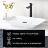 NOHALIPY 24*15 Inch Glossy White Modern Art Countertop Bathroom Vessel Sink, Decorative-Functional Ceramics Rectangle Vessel Sinks, Elegant Above Counter Large Washbasin Bowl for Bathroom Vanity, RVs