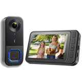 KALOGL Video Doorbell Wireless with Screen 1080p, No Subscription Door Bell Camera with Monitor Screen, Local Storage NO WiFi and APP Needed, Video Intercom Two-Way Audio,160° View,Night Vision