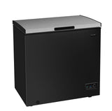 FRIGIDAIRE Chest Deep Freezer, 7 Cu. Ft, Black Adjustable Thermostat-Removable Vinyl Coated Wire Basket-Easy Defrost Drain, Eye-Catching Stainless Steel Top Door- Garage Ready