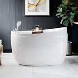 Empava Whirlpool Tub,48 in Freestanding Air Jetted Bathtub, Japanese Soaking Tub with Pre-Molded Seat, 36 Air Jets for Spa-Like Relaxation, Glossy White Luxury Acrylic Design