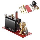 MechPuConToy Steam Engine Model with Boiler DIY Kit, RW-BL1K Mini Reversible Reciprocating Single-Cylinder Live Steam Engine Model Kit for Steam Boat Collectors and Industrial Enthusiasts