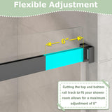 EPXMKX 55"-60" W x 76" H Frameless Sliding Shower Door, Double Sliding Shower Door,5/16"(8mm) Clear Tempered Glass,Bathroom Glass Door with Explosion-Proof Film (Matte Black 60" Wx76 H)